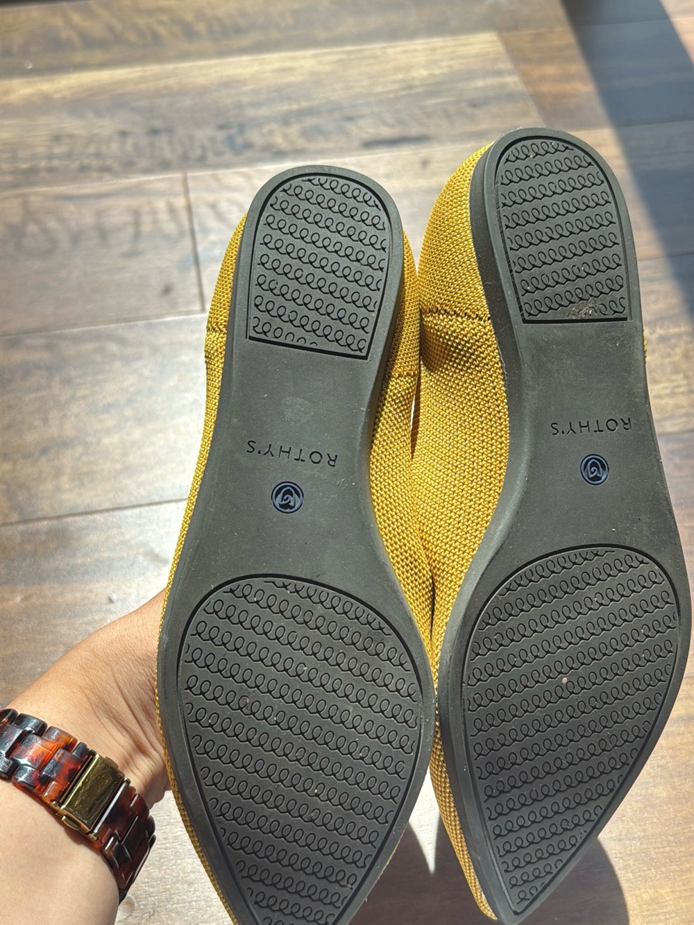 Rothy's Mustard Yellow Pointed Slip-On Loafers - Picture 3 of 5